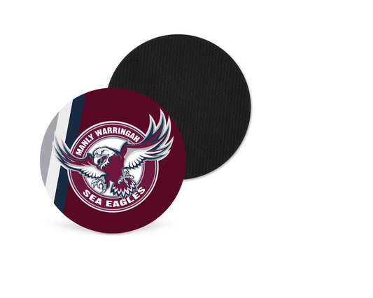 Manly Sea Eagles Neoprene Drink Coaster x2 (Round)