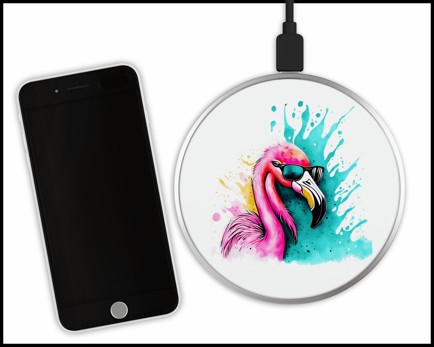 Neon Flamingo Sublimated Wireless Phone Charger (310)