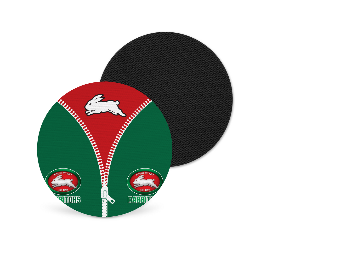 Sydney Rabbitohs Zip Up Neoprene Drink Coaster x2 (Round)