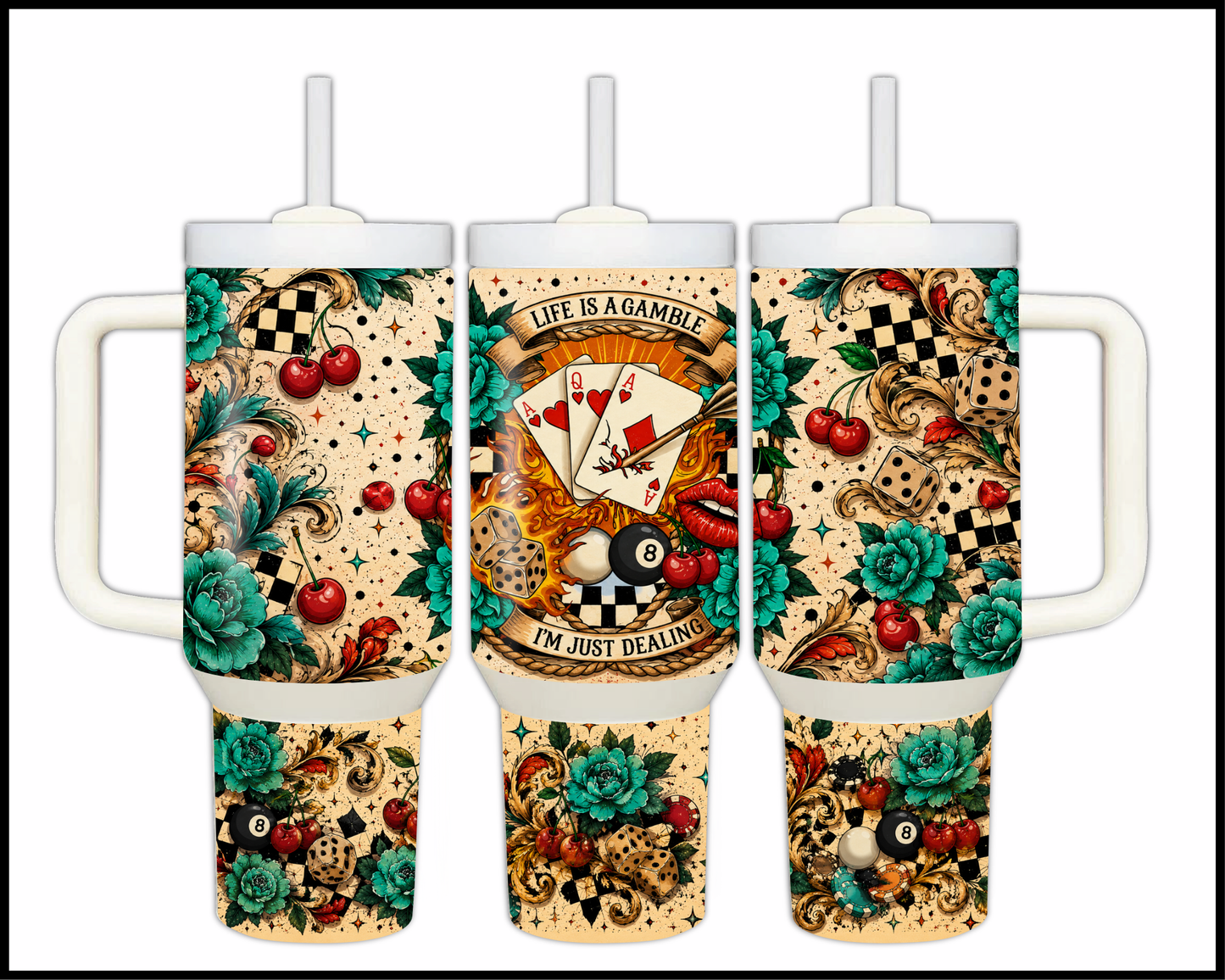Life Is A Gamble, I'm Just Dealin' Big Guzzler Stainless Steel Tumbler (1135)