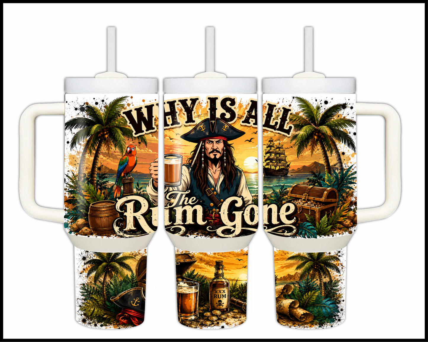 Why Is All The Rum Gone Big Guzzler Stainless Steel Tumbler (1136)