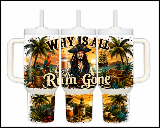 Why Is All The Rum Gone Big Guzzler Stainless Steel Tumbler (1136)