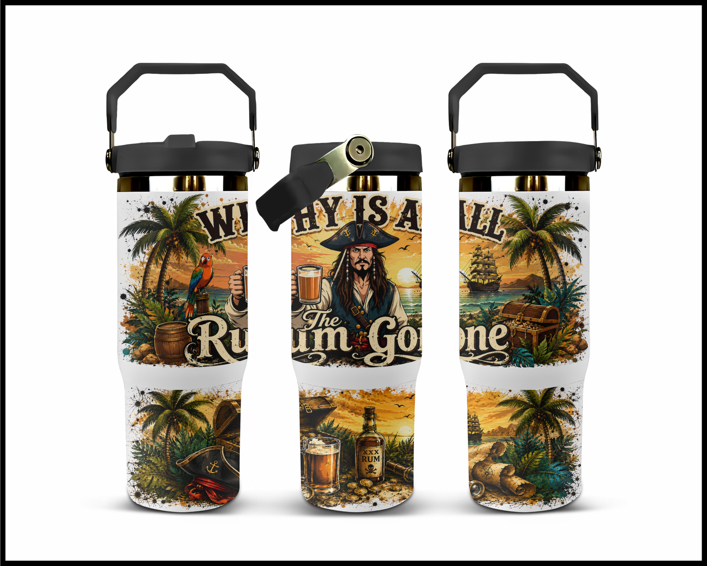 Why Is All The Rum Gone Big Guzzler Stainless Steel Tumbler (1136)
