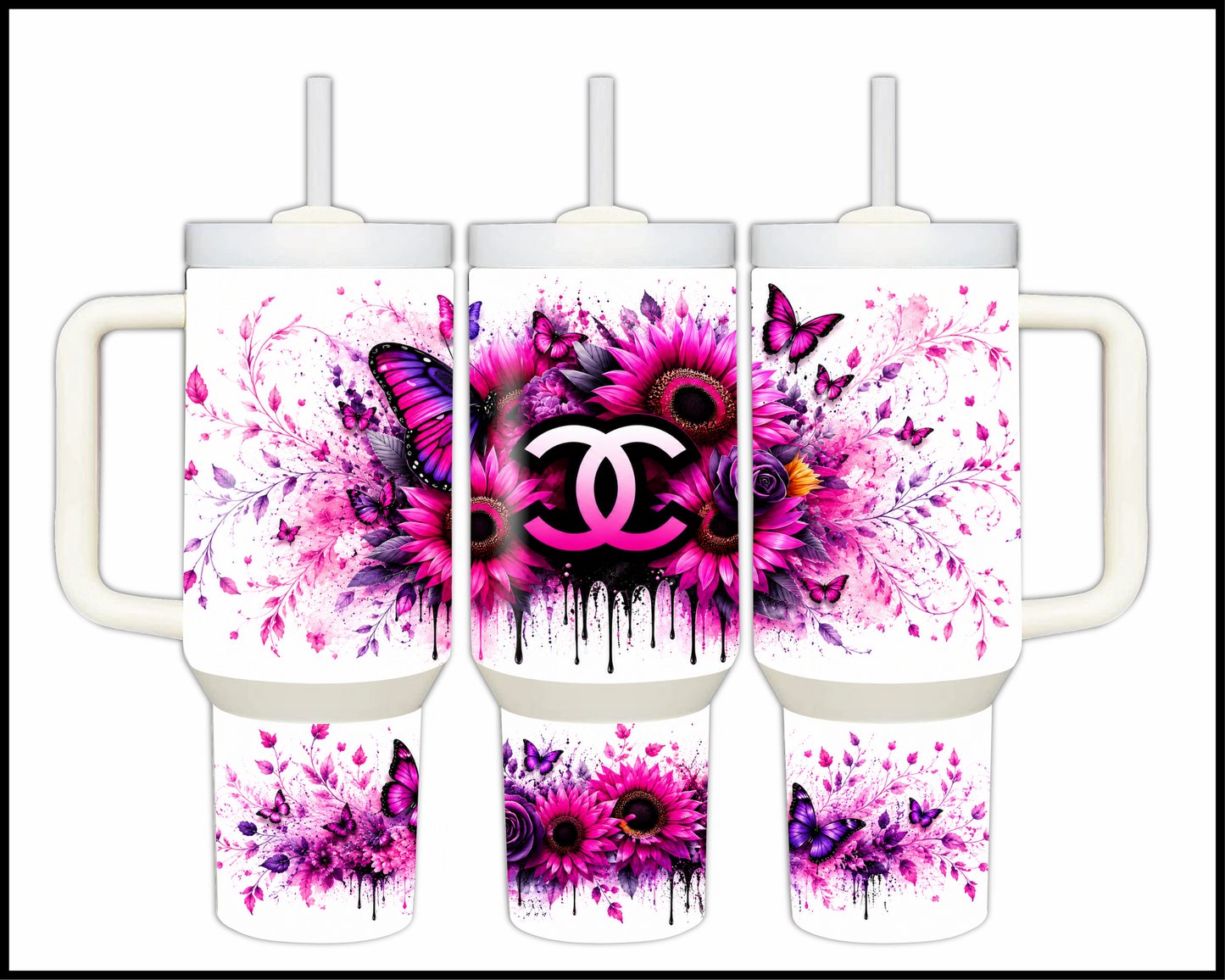 Brand Inspired Floral Blast Big Guzzler Stainless Steel Tumbler (1139)