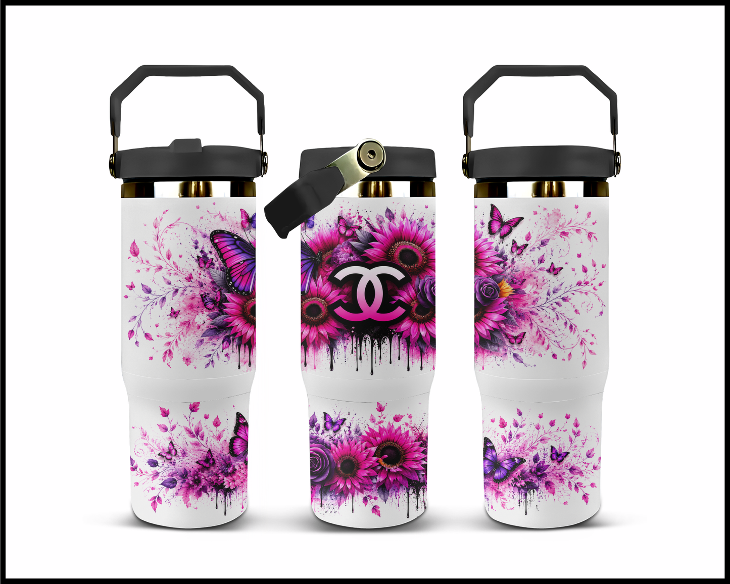 Brand Inspired Floral Blast Big Guzzler Stainless Steel Tumbler (1139)