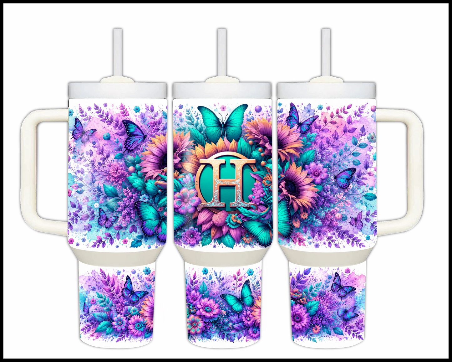 Brand Inspired Floral Blast Big Guzzler Stainless Steel Tumbler (1141)