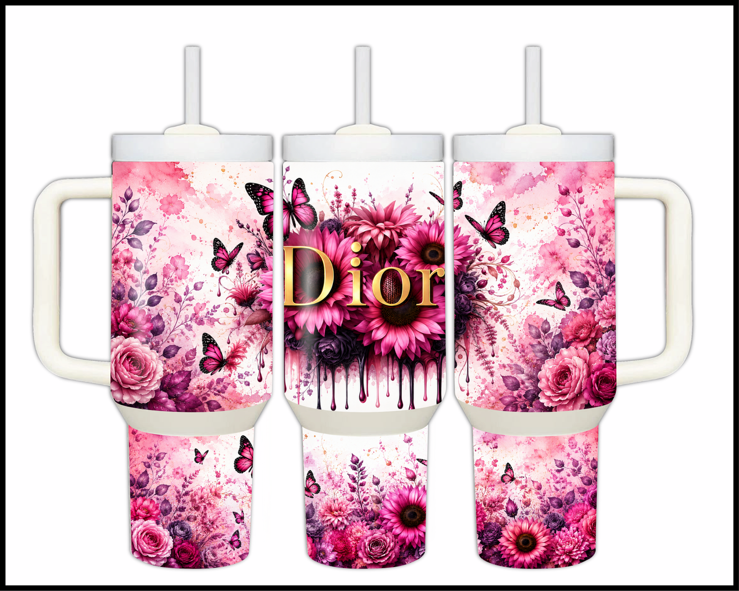 Brand Inspired Floral Blast Big Guzzler Stainless Steel Tumbler (1142)
