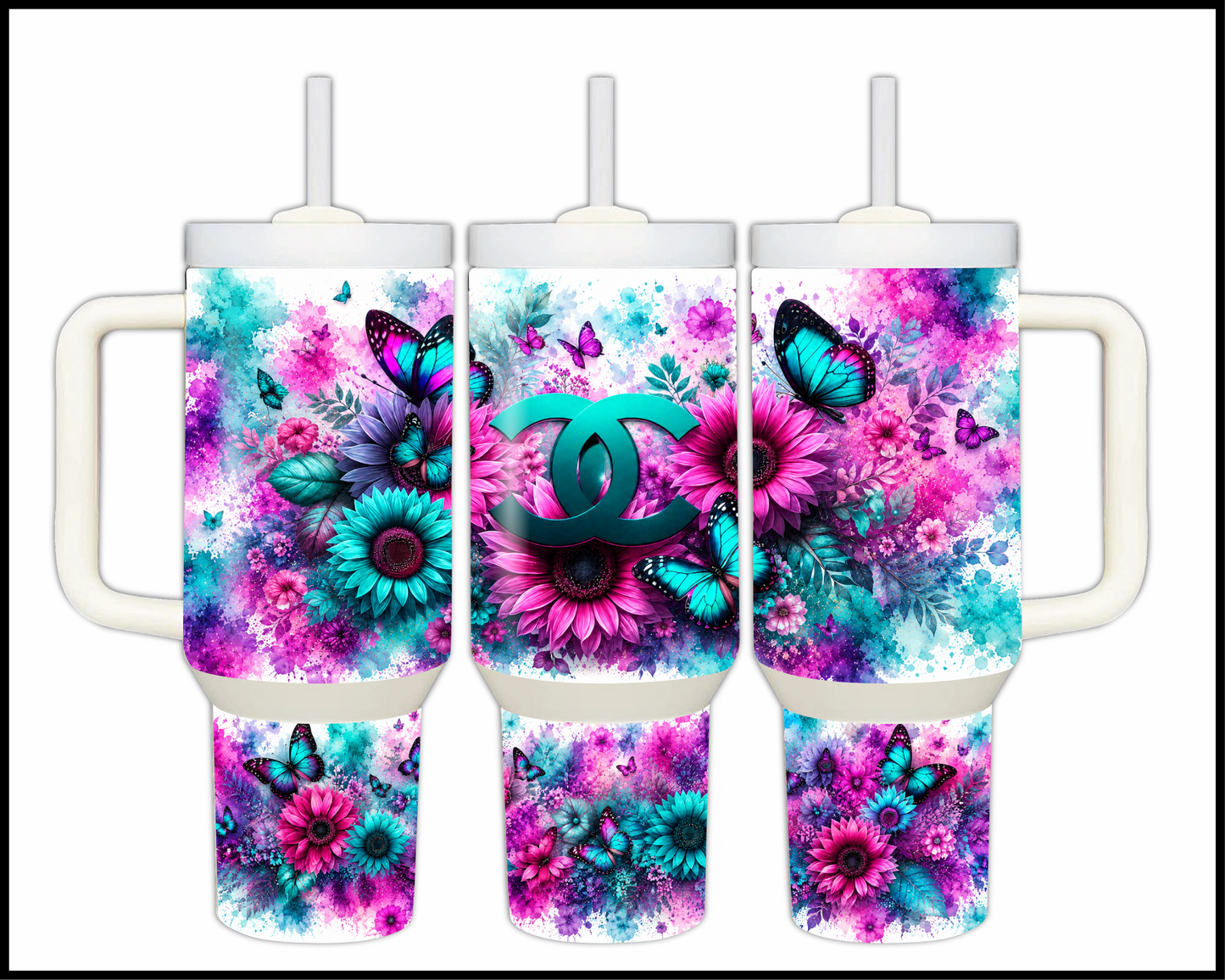Brand Inspired Floral Blast Big Guzzler Stainless Steel Tumbler (1146)