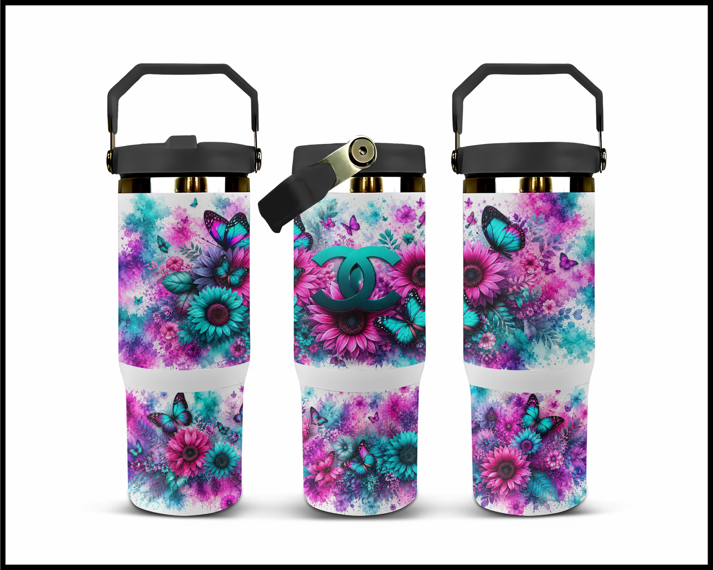 Brand Inspired Floral Blast Big Guzzler Stainless Steel Tumbler (1146)