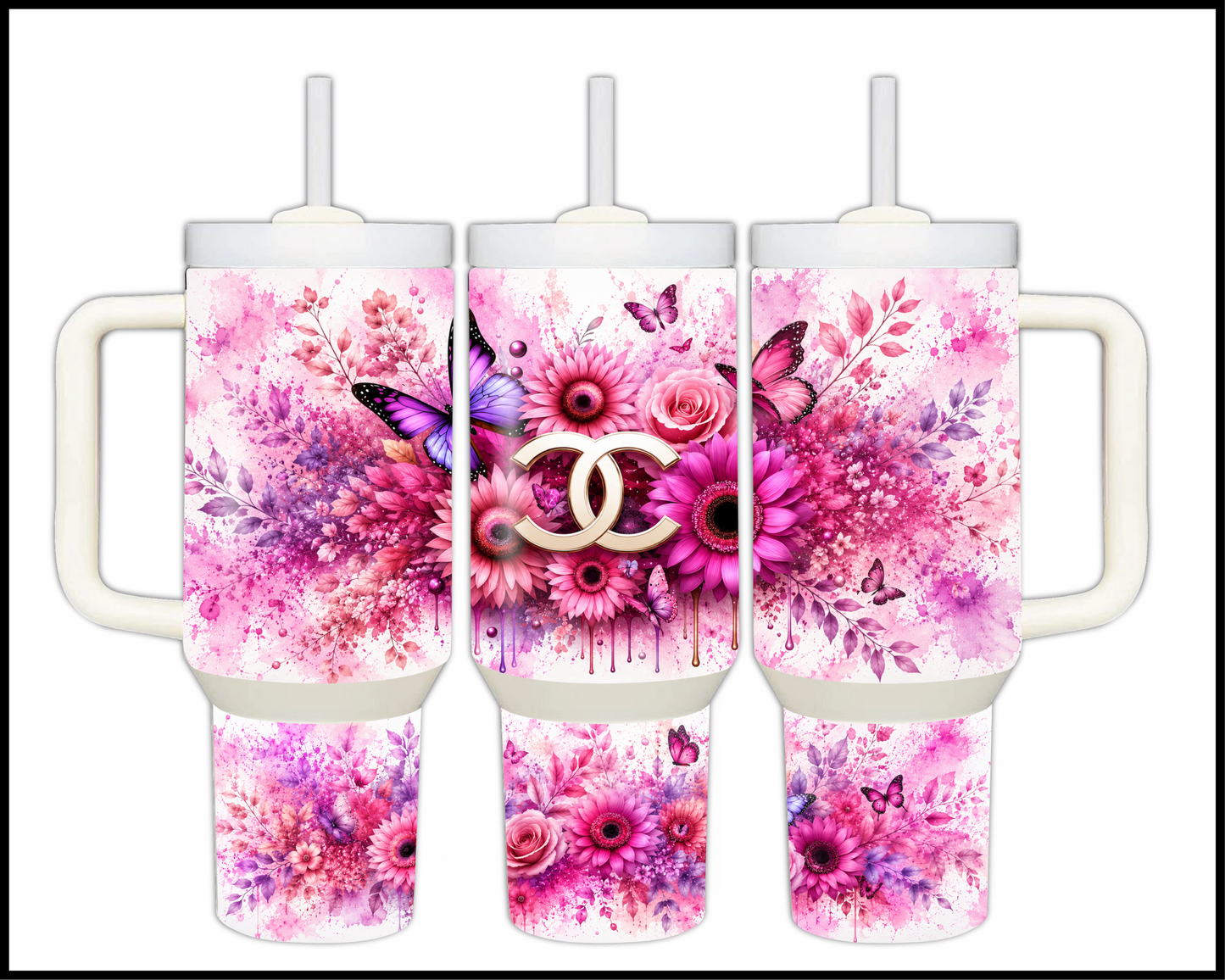 Brand Inspired Floral Blast Big Guzzler Stainless Steel Tumbler (1147)
