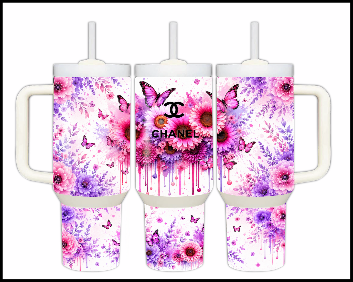 Brand Inspired Floral Blast Big Guzzler Stainless Steel Tumbler (1153)