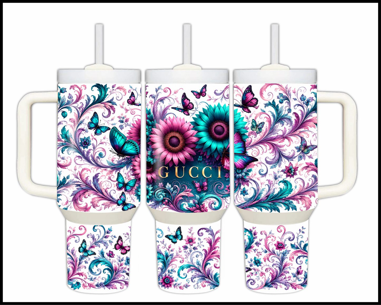 Brand Inspired Floral Blast Big Guzzler Stainless Steel Tumbler (1157)