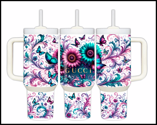 Brand Inspired Floral Blast Big Guzzler Stainless Steel Tumbler (1157)