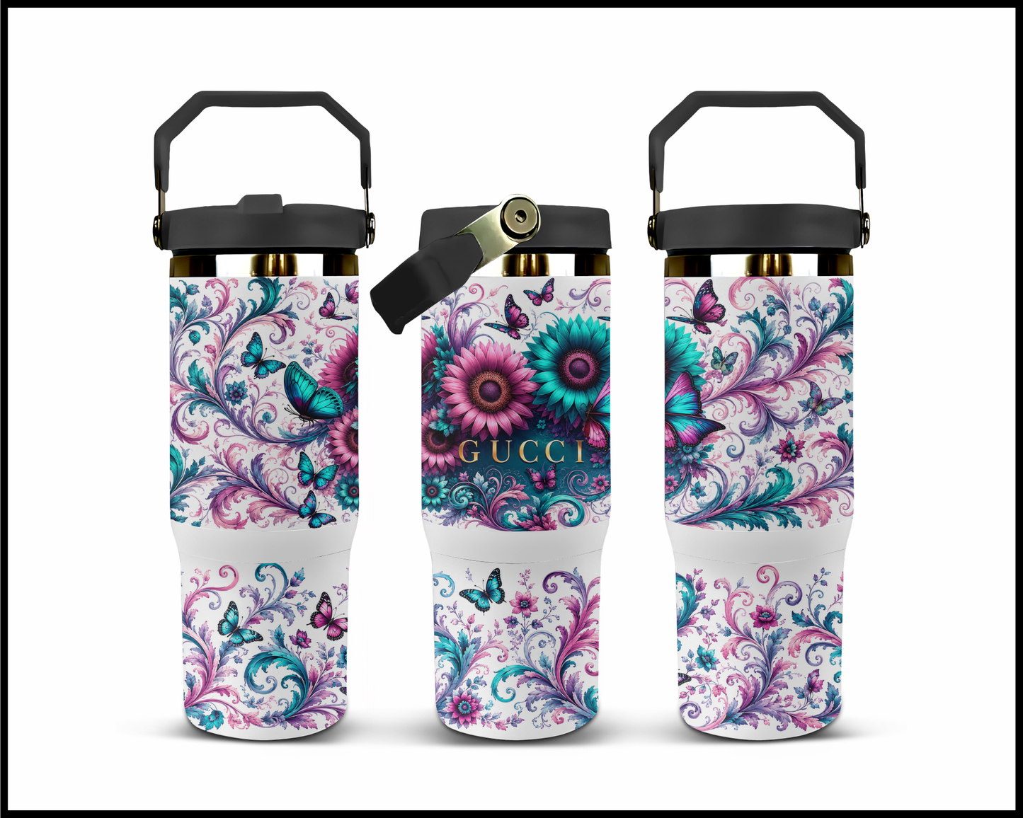 Brand Inspired Floral Blast Big Guzzler Stainless Steel Tumbler (1157)