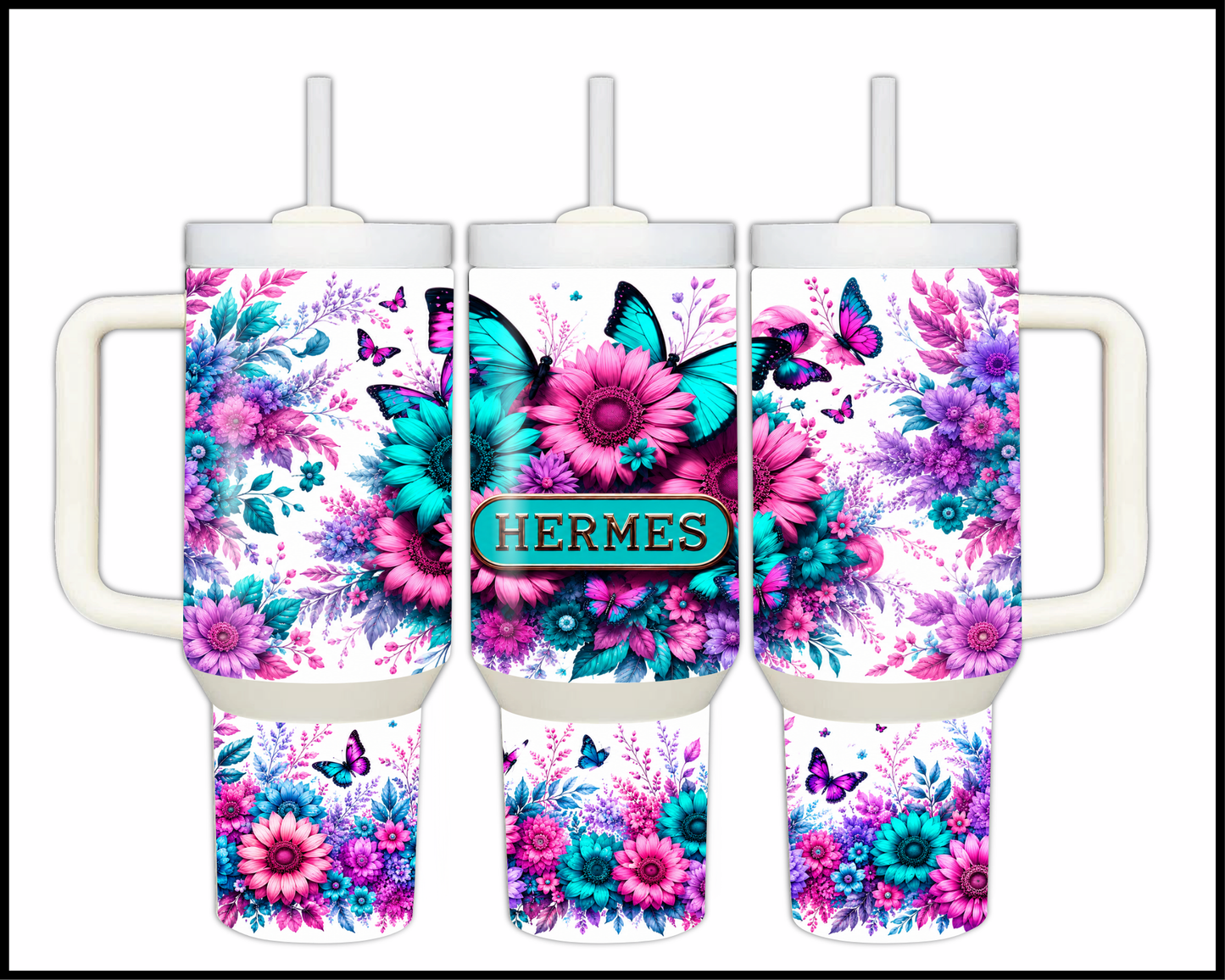 Brand Inspired Floral Blast Big Guzzler Stainless Steel Tumbler (1158)