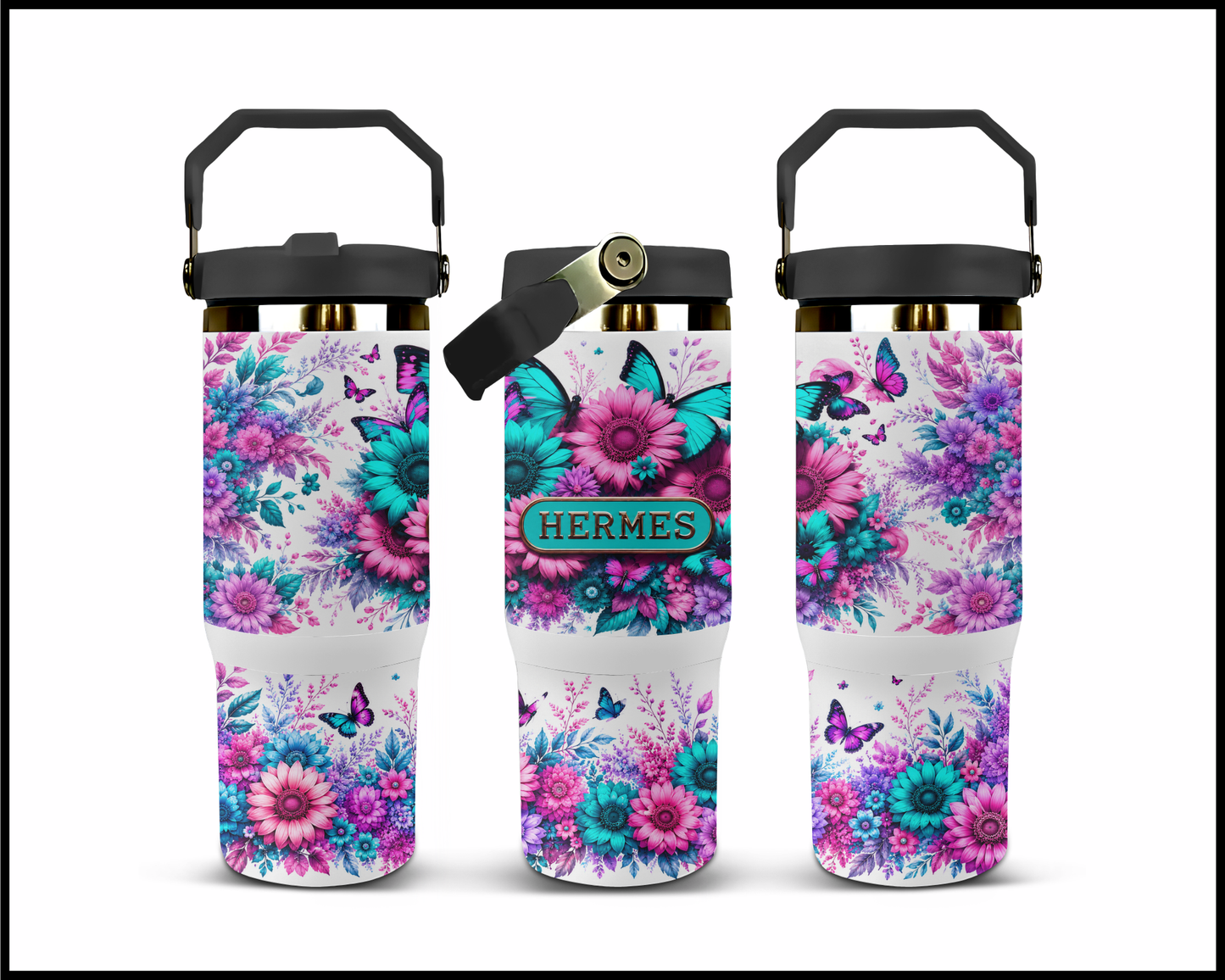 Brand Inspired Floral Blast Big Guzzler Stainless Steel Tumbler (1158)