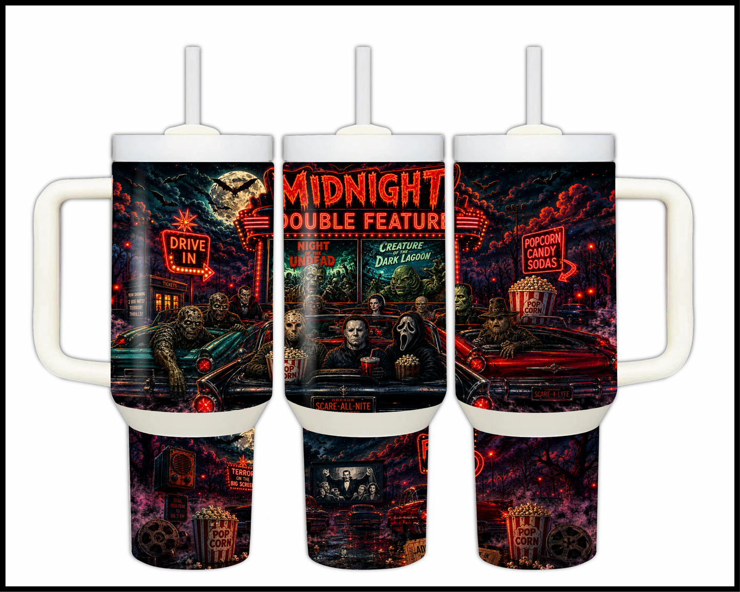 Midnight Double Feature Big Guzzler Stainless Steel Tumbler (1173)