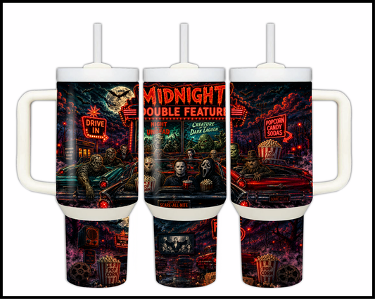 Midnight Double Feature Big Guzzler Stainless Steel Tumbler (1173)