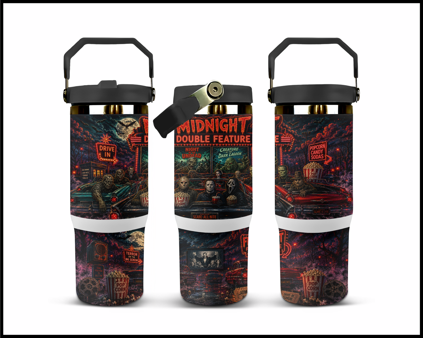 Midnight Double Feature Big Guzzler Stainless Steel Tumbler (1173)