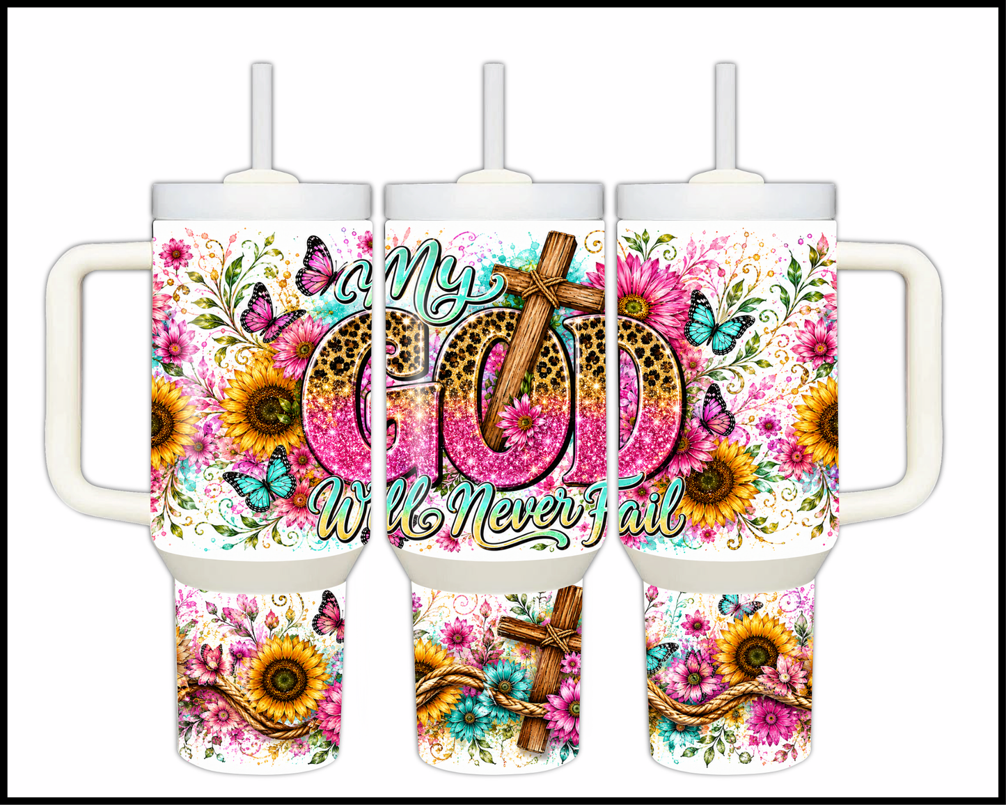 My God Will Never Fail Big Guzzler Stainless Steel Tumbler (1178)
