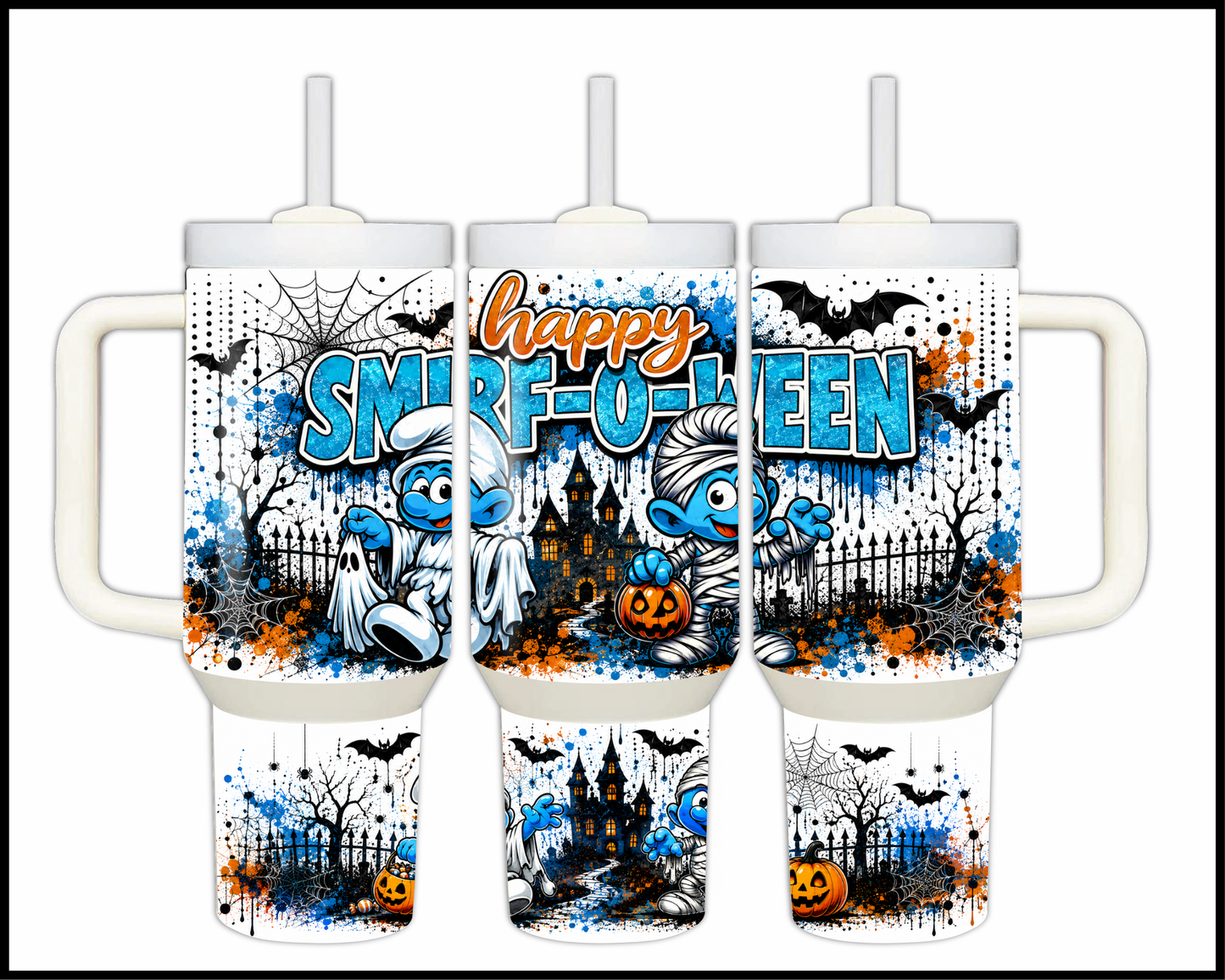Happy Smirf-o-ween Big Guzzler Stainless Steel Tumbler (1180)