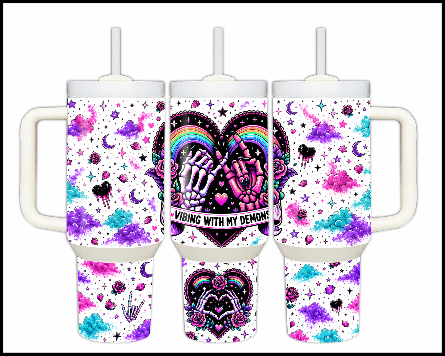 Vibing With My Demons Big Guzzler Stainless Steel Tumbler (1181)