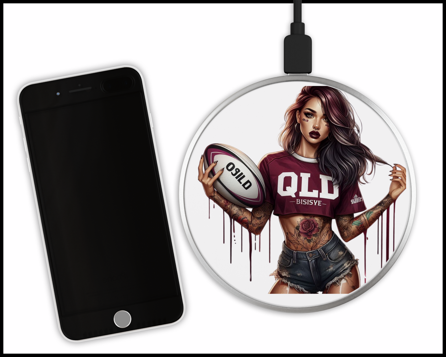 QLD Origin Sublimated Wireless Phone Charger (411)