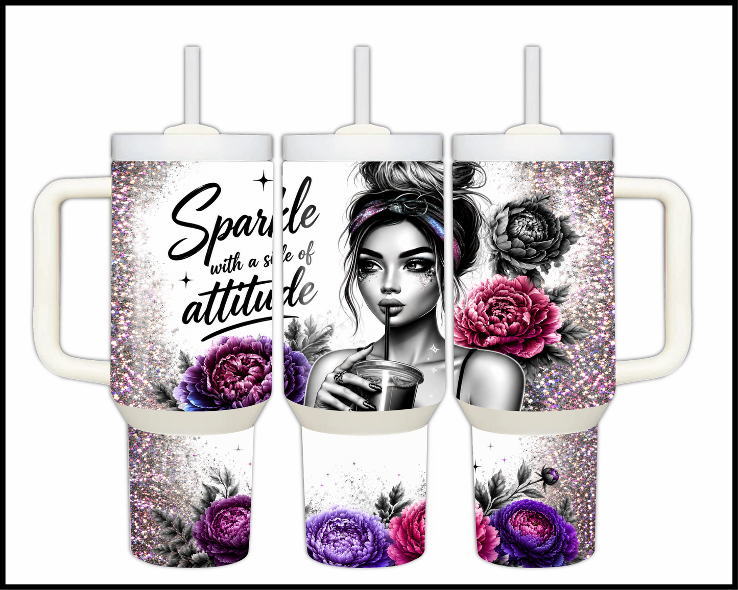 Sparkle With A Side Of Attitude Big Guzzler Stainless Steel Tumbler (1205)