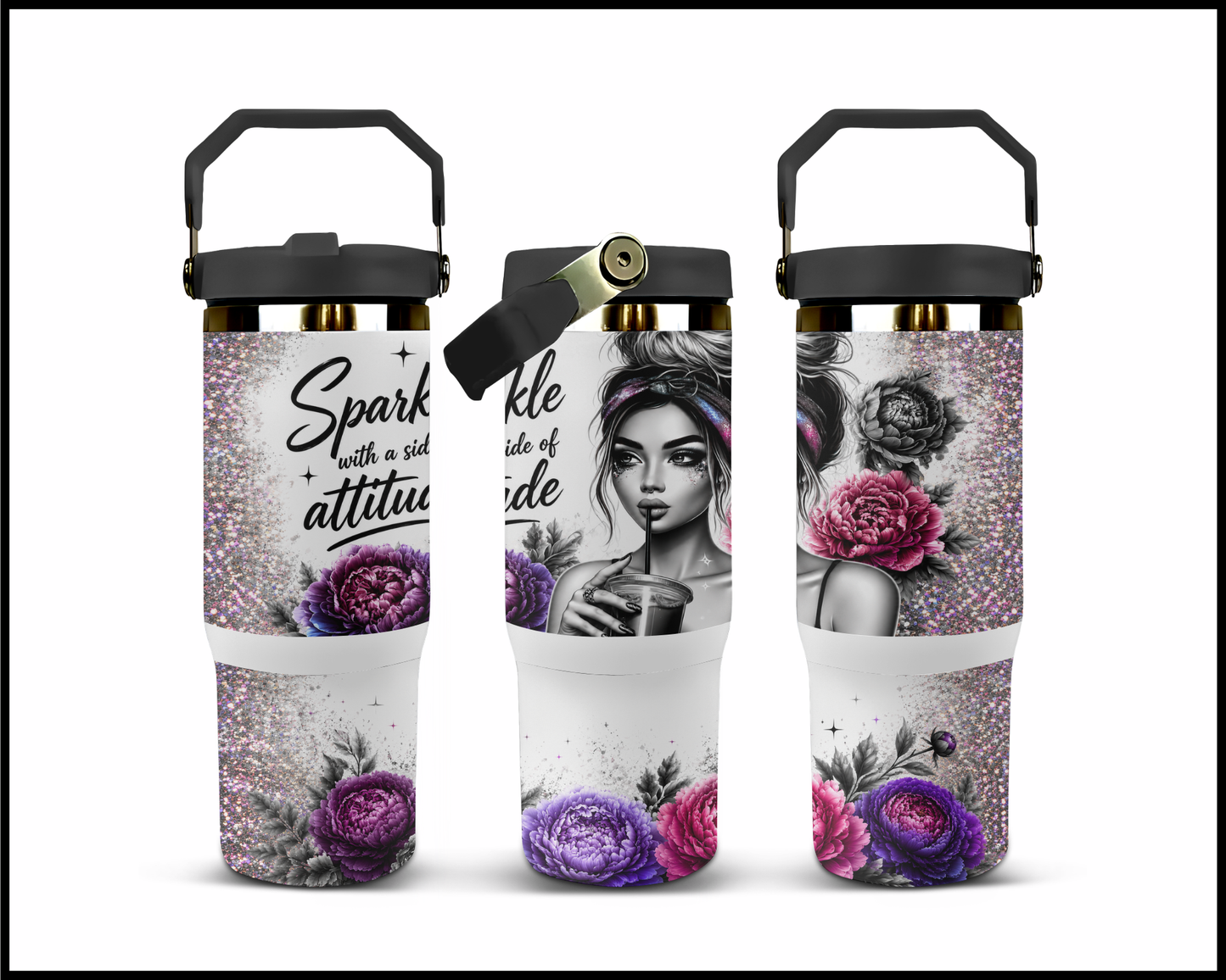 Sparkle With A Side Of Attitude Big Guzzler Stainless Steel Tumbler (1205)