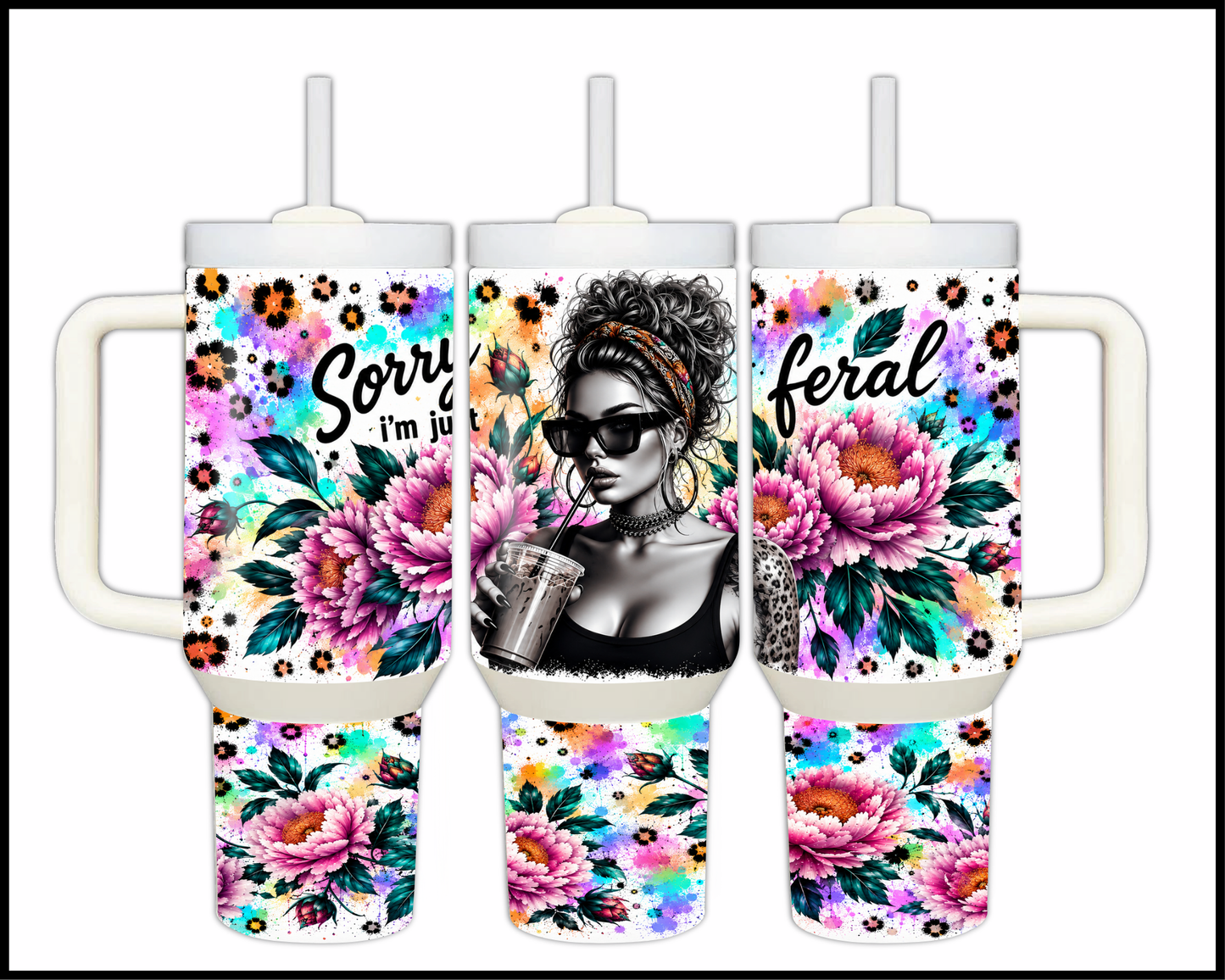 Sorry I'm Just Feral Big Guzzler Stainless Steel Tumbler (1210)