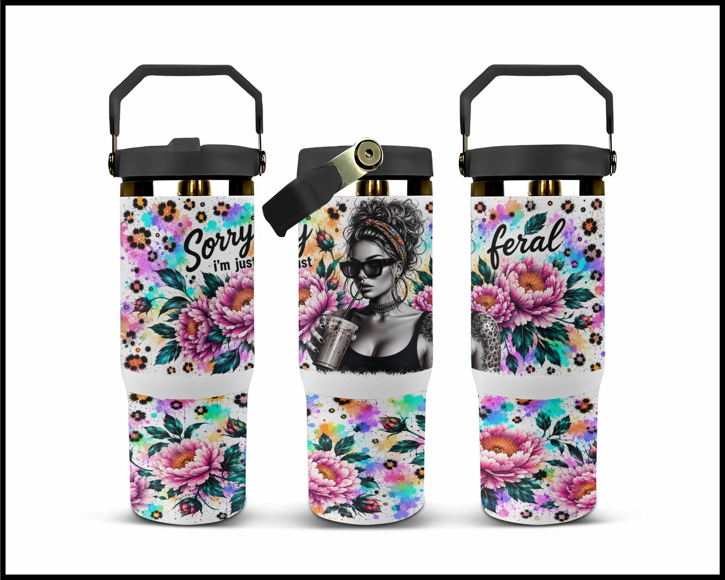 Sorry I'm Just Feral Big Guzzler Stainless Steel Tumbler (1210)