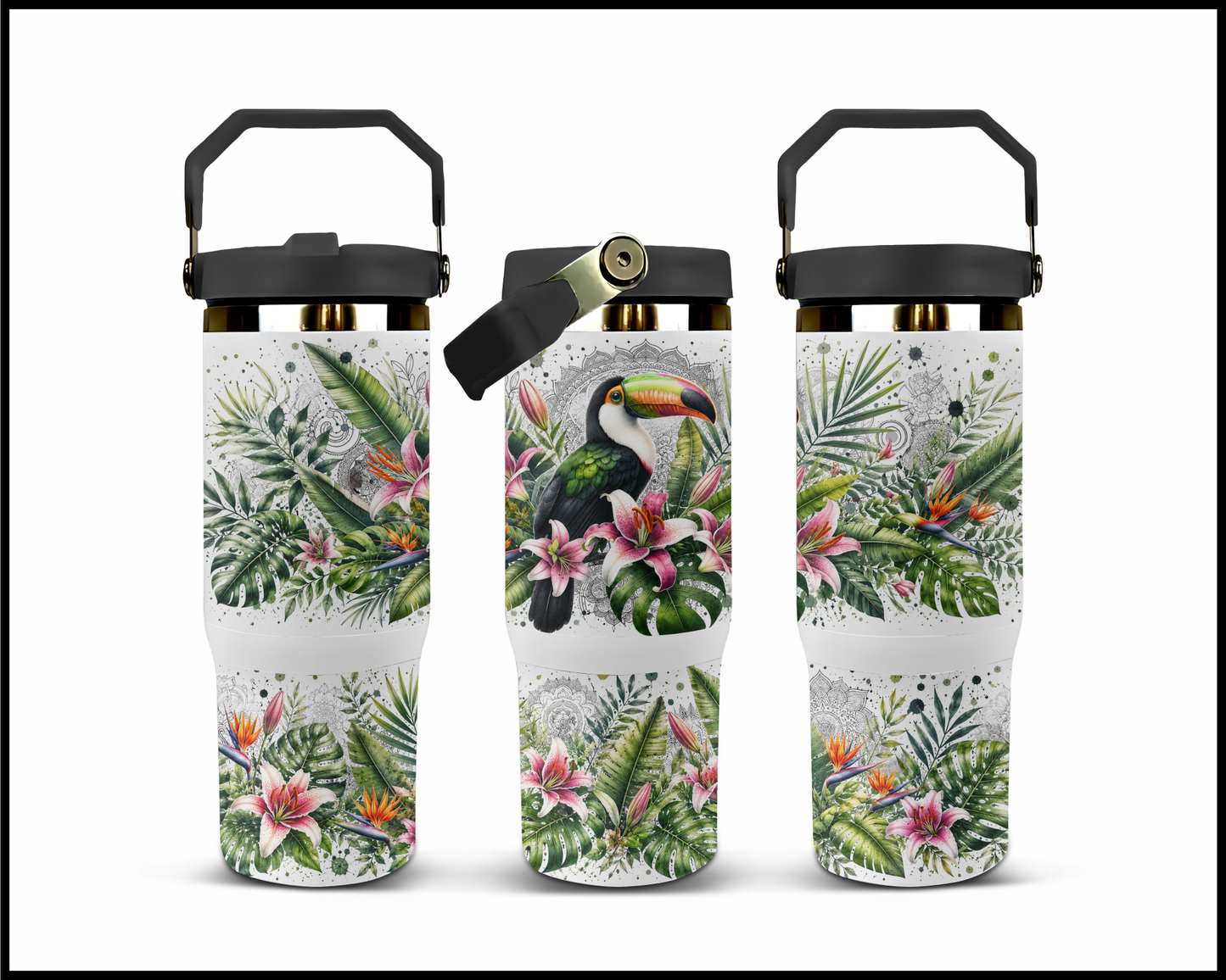 Botanical Bliss - Toucan Big Guzzler Stainless Steel Tumbler (1213)