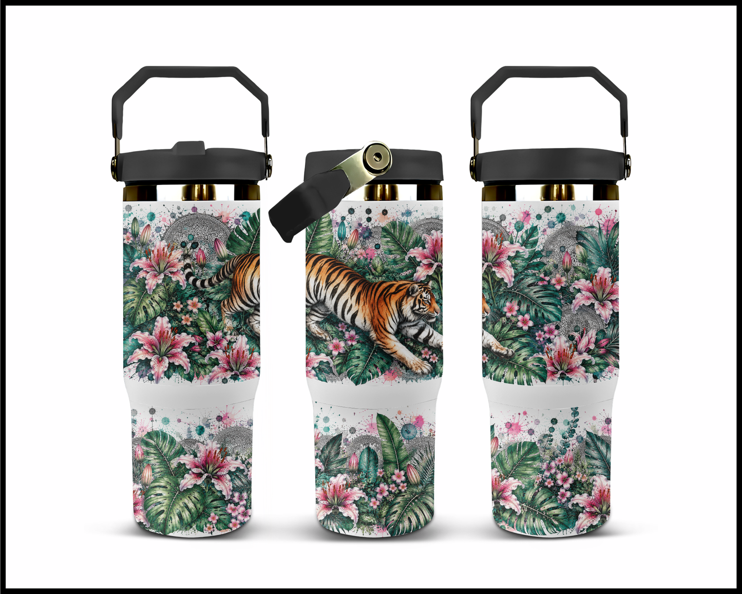 Botanical Bliss - Tiger Big Guzzler Stainless Steel Tumbler (1214)