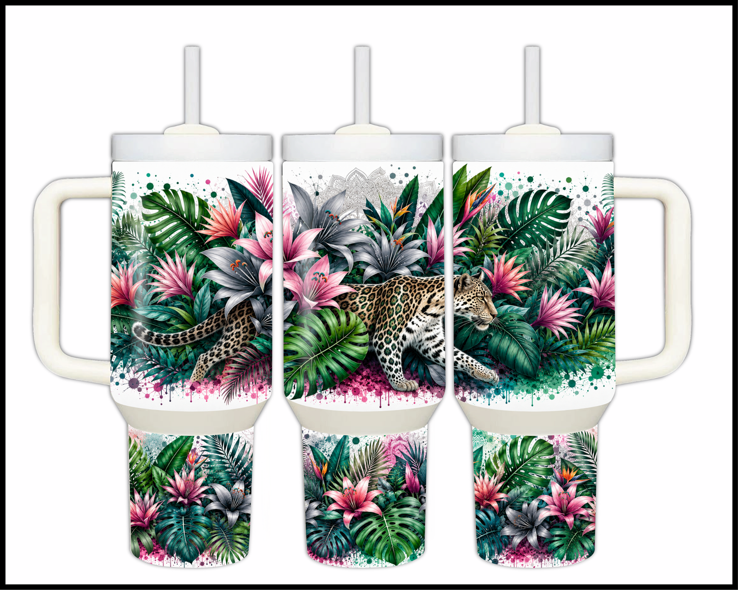 Botanical Bliss - Jaguar Big Guzzler Stainless Steel Tumbler (1217)