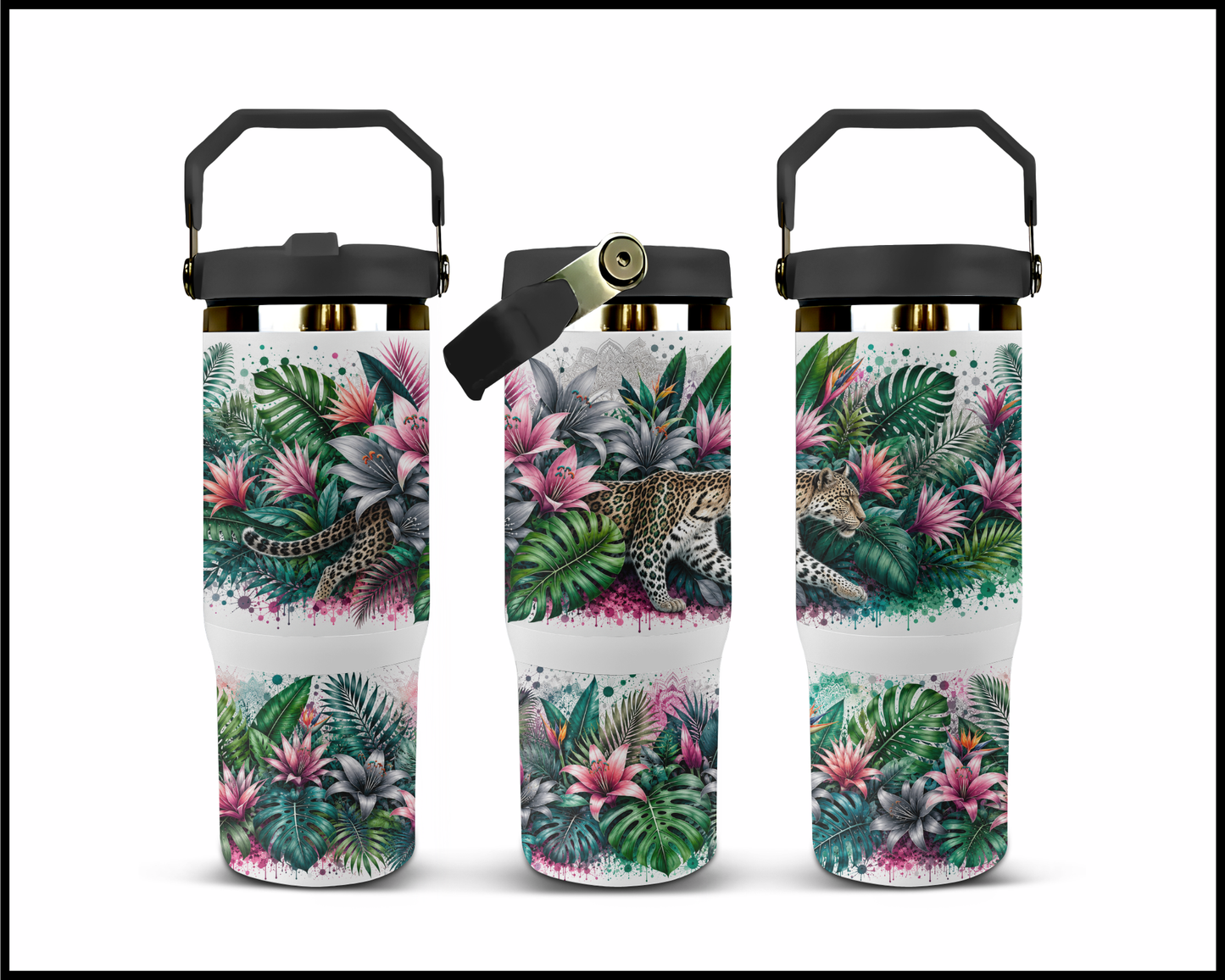 Botanical Bliss - Jaguar Big Guzzler Stainless Steel Tumbler (1217)