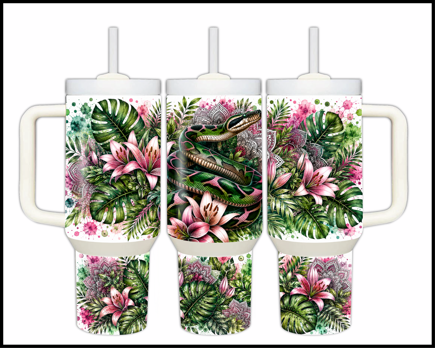 Botanical Bliss - Python Big Guzzler Stainless Steel Tumbler (1221)