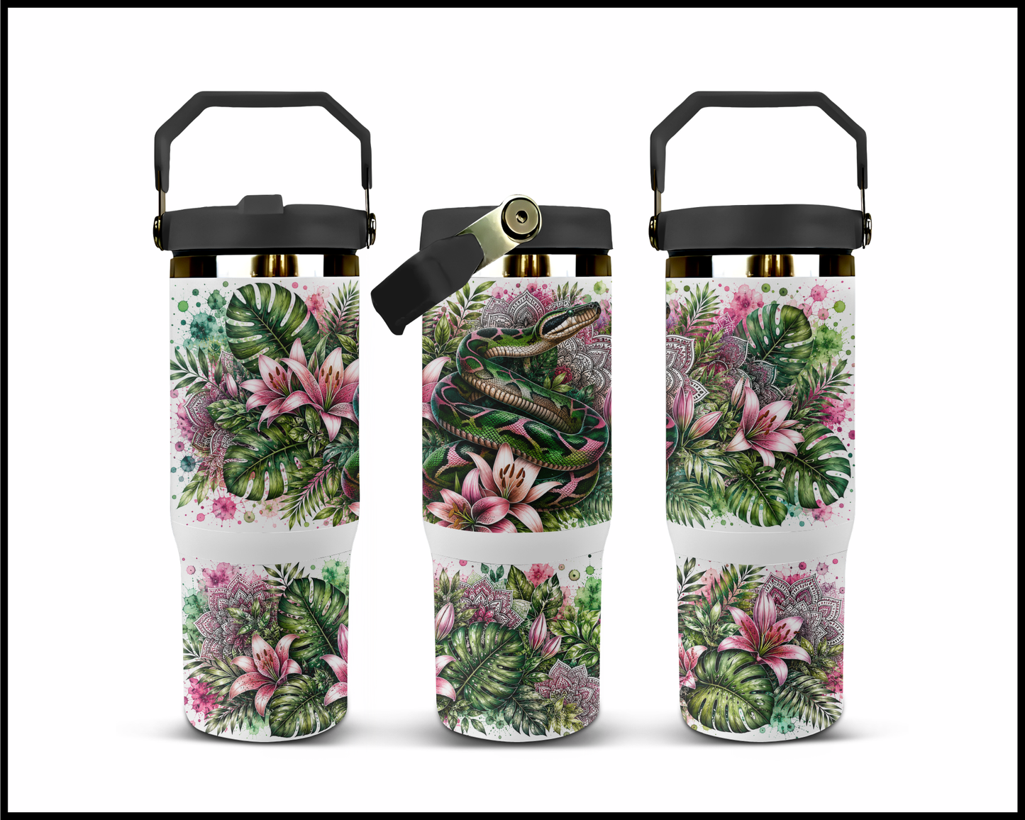 Botanical Bliss - Python Big Guzzler Stainless Steel Tumbler (1221)