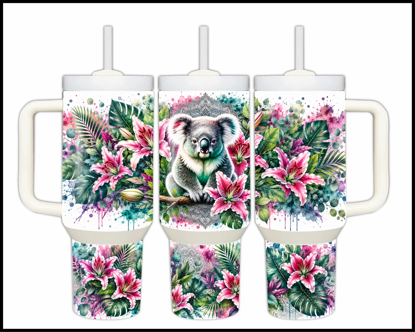 Botanical Bliss - Koala Big Guzzler Stainless Steel Tumbler (1222)