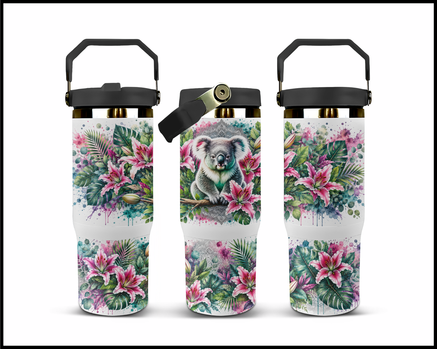 Botanical Bliss - Koala Big Guzzler Stainless Steel Tumbler (1222)