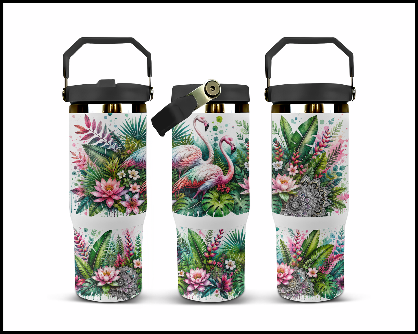 Botanical Bliss - Flamingos Big Guzzler Stainless Steel Tumbler (1226)