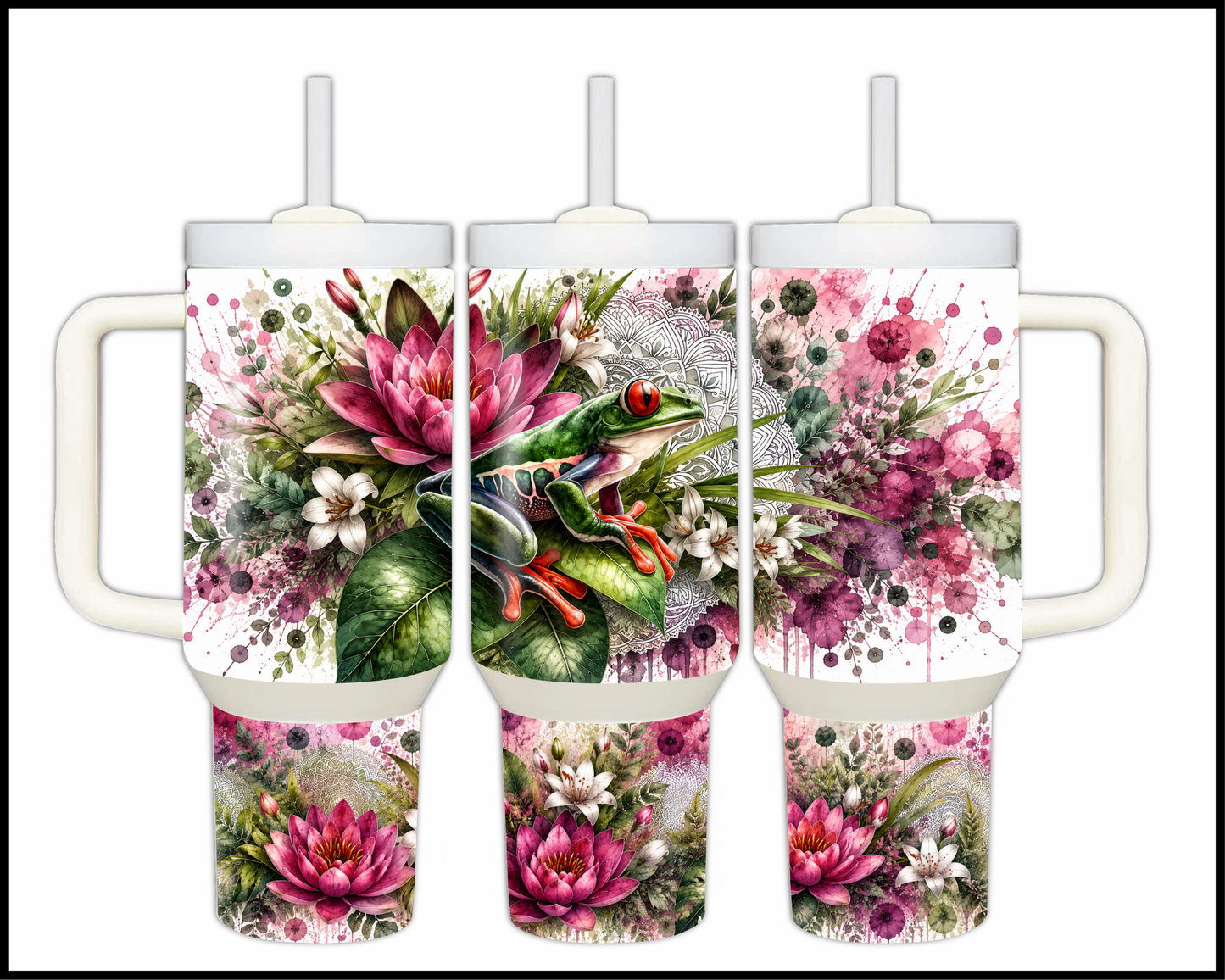 Botanical Bliss - Frog Big Guzzler Stainless Steel Tumbler (1227)
