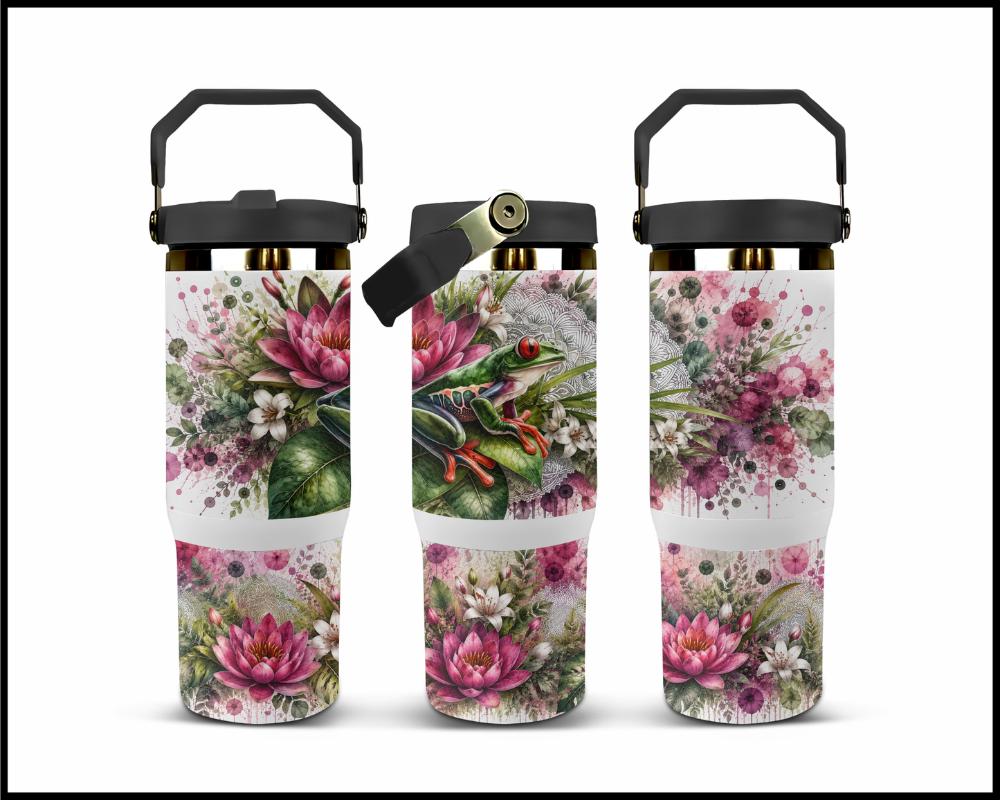Botanical Bliss - Frog Big Guzzler Stainless Steel Tumbler (1227)