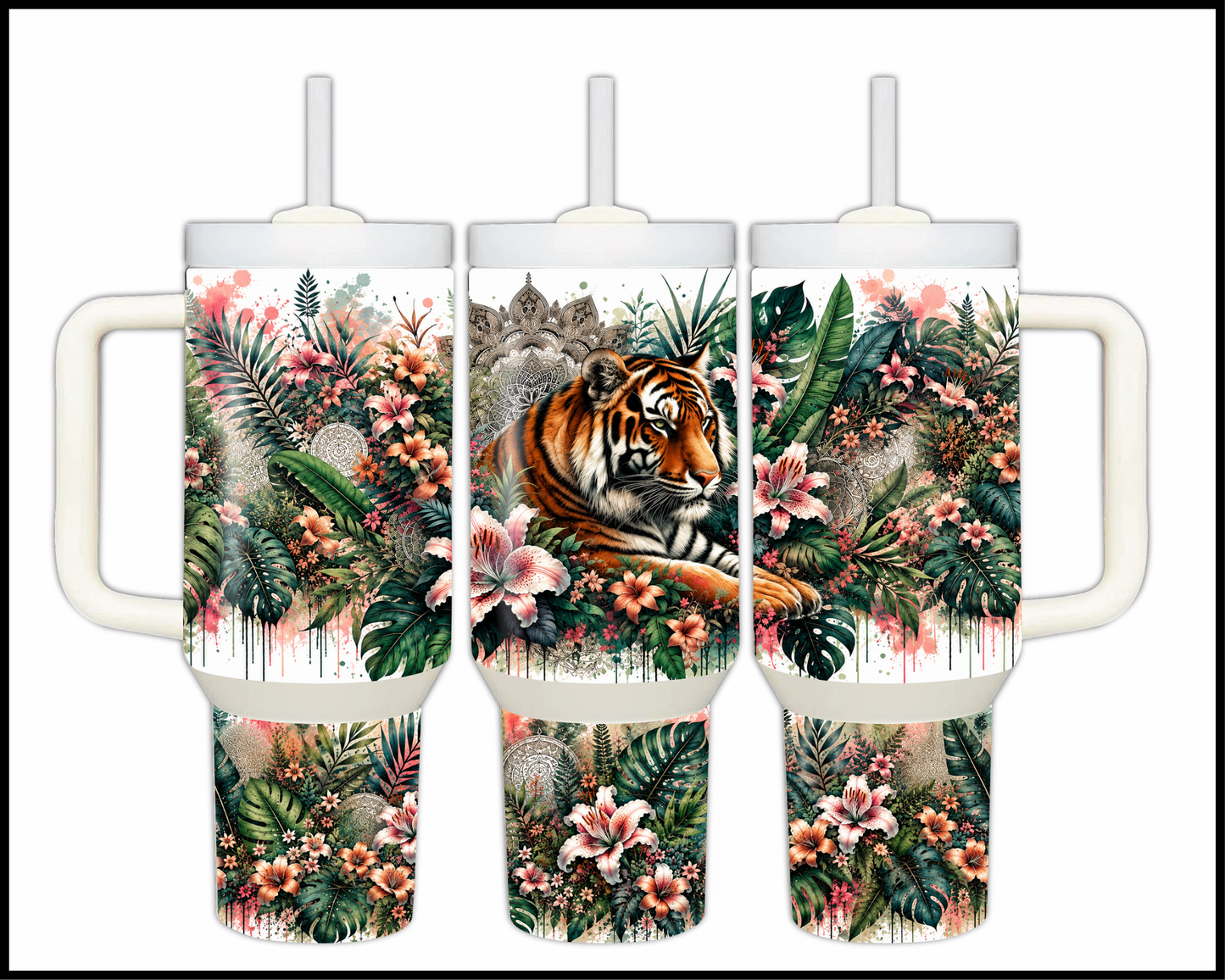 Botanical Bliss - Tiger Big Guzzler Stainless Steel Tumbler (1230)