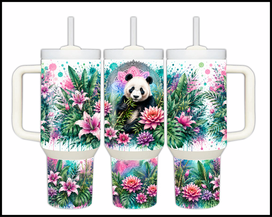Botanical Bliss - Giant Panda Big Guzzler Stainless Steel Tumbler (1234)