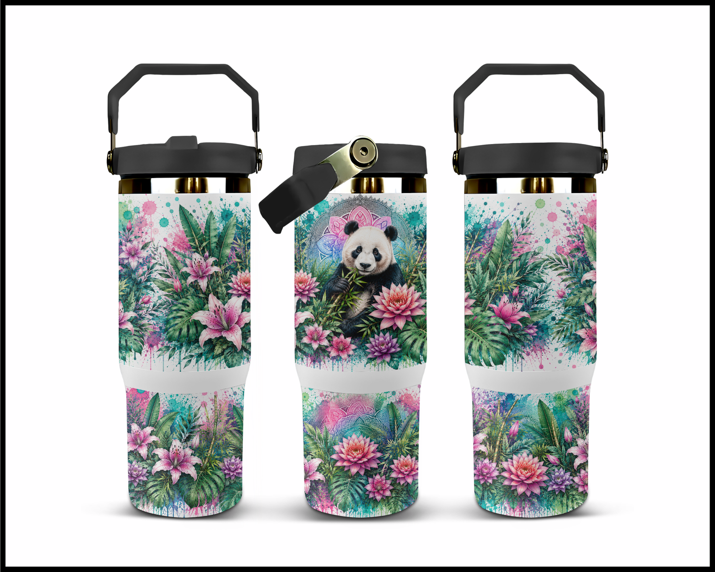 Botanical Bliss - Giant Panda Big Guzzler Stainless Steel Tumbler (1234)
