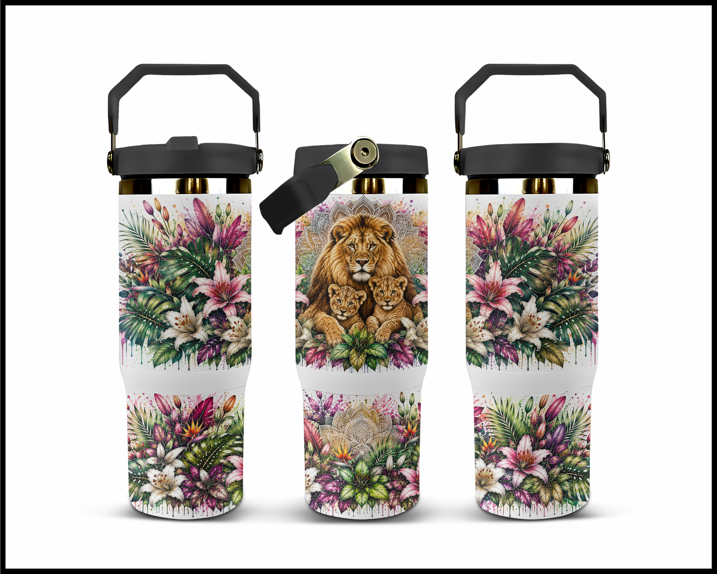 Botanical Bliss - Lion Big Guzzler Stainless Steel Tumbler (1236)