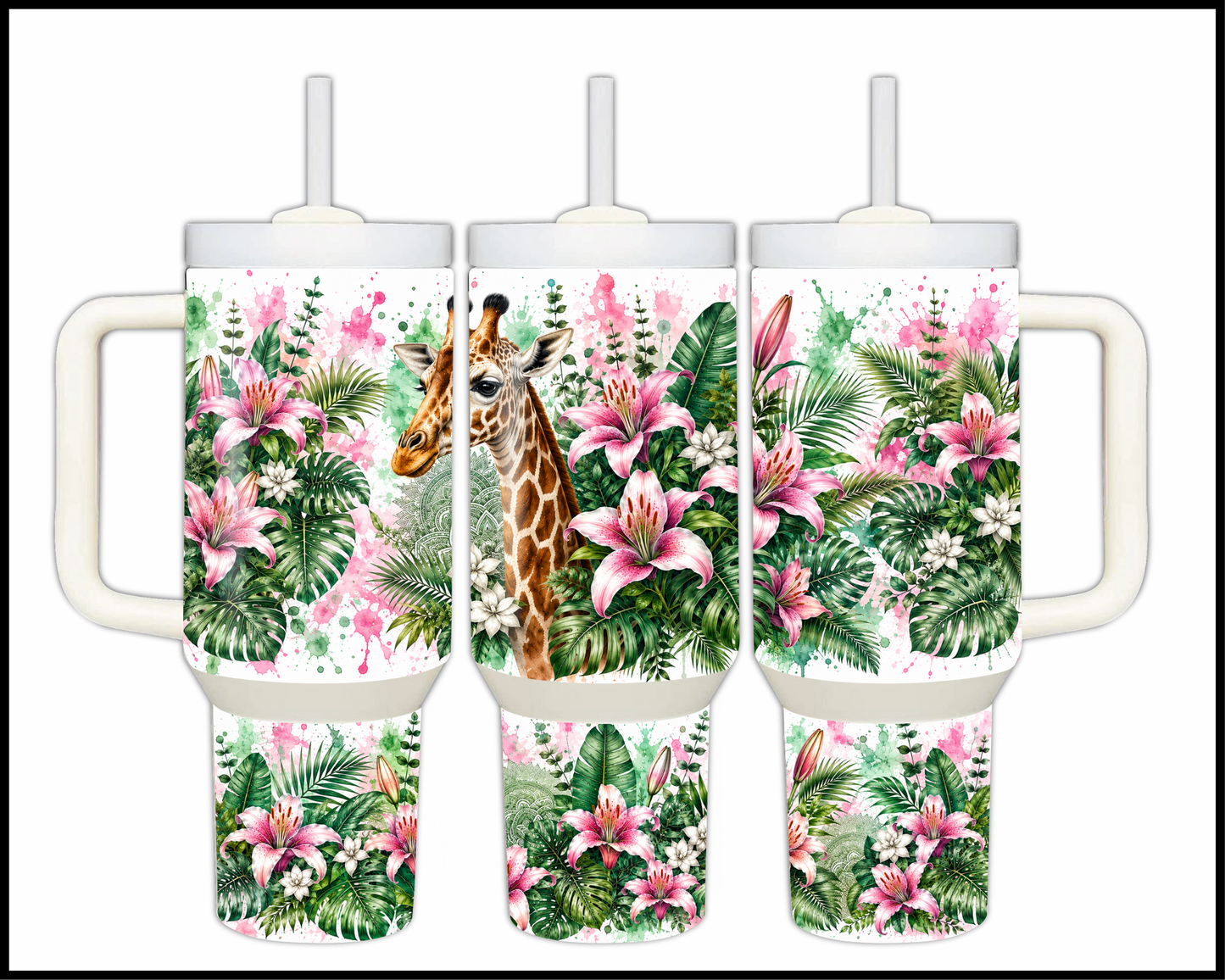 Botanical Bliss - Giraffe Big Guzzler Stainless Steel Tumbler (1239)