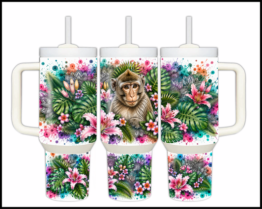 Botanical Bliss - Macaque Big Guzzler Stainless Steel Tumbler (1240)