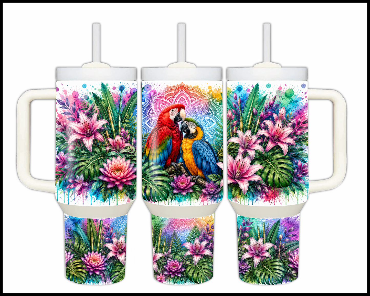 Botanical Bliss - McCaws Big Guzzler Stainless Steel Tumbler (1243)