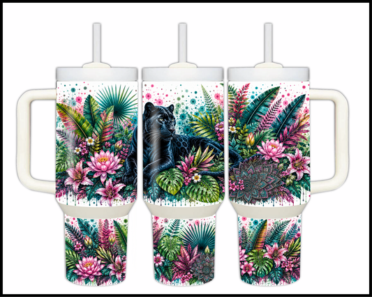 Botanical Bliss - Black Panther Big Guzzler Stainless Steel Tumbler (1244)
